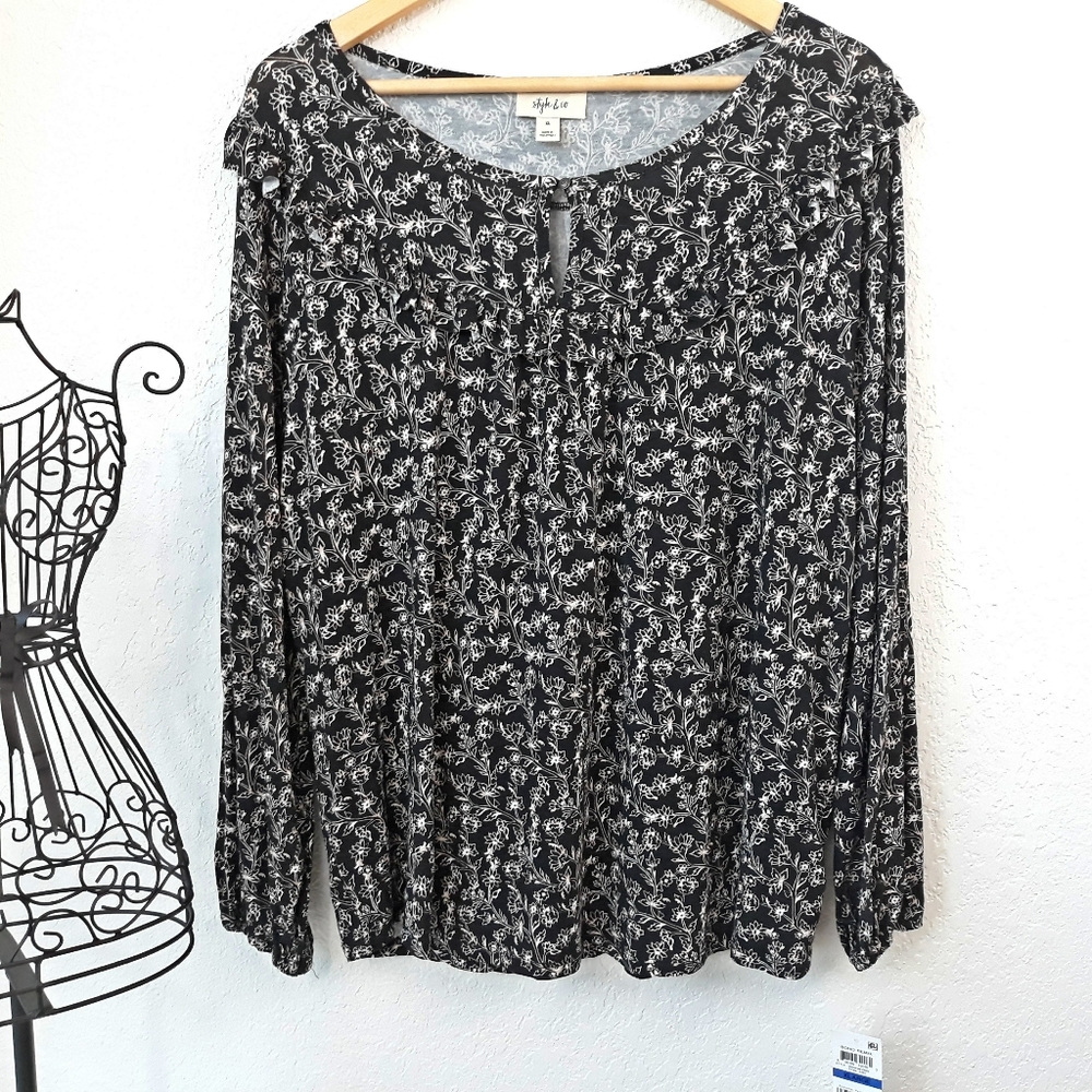 Style & co Boho Long Sleeved Tunic Blouse